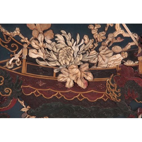 155 - A 19TH CENTURY JAPANESE SHIBAYAMA DOUBLE SIDED LACQUERED SCREEN with mother of pearl and stone flora... 