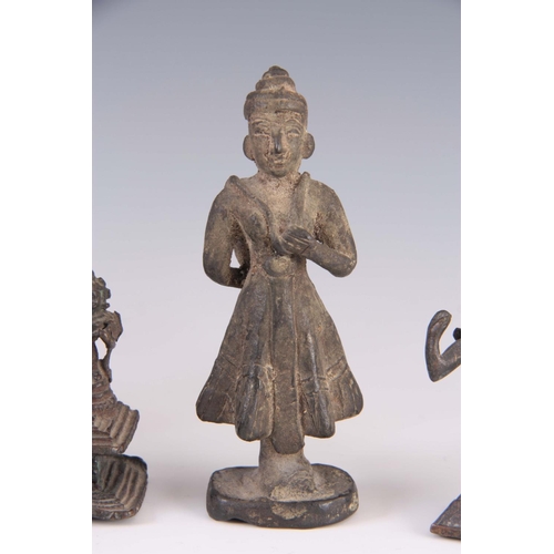 173 - A COLLECTION OF SIX BRONZE TIBETAN BUDDHAS.