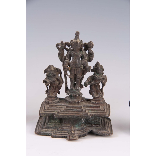 173 - A COLLECTION OF SIX BRONZE TIBETAN BUDDHAS.