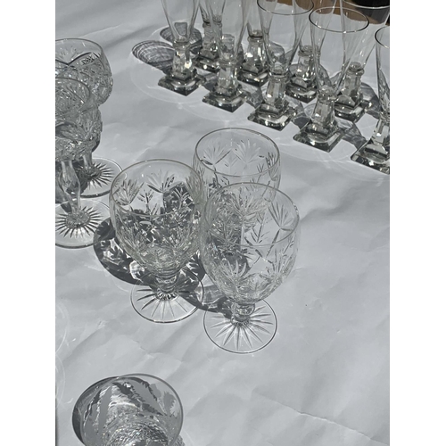 2 - A LARGE COLLECTION OF 20TH CENTURY DRINKING GLASSES including a set of ten baccarat style vine flute... 