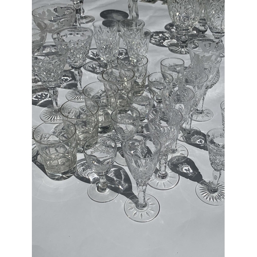 2 - A LARGE COLLECTION OF 20TH CENTURY DRINKING GLASSES including a set of ten baccarat style vine flute... 