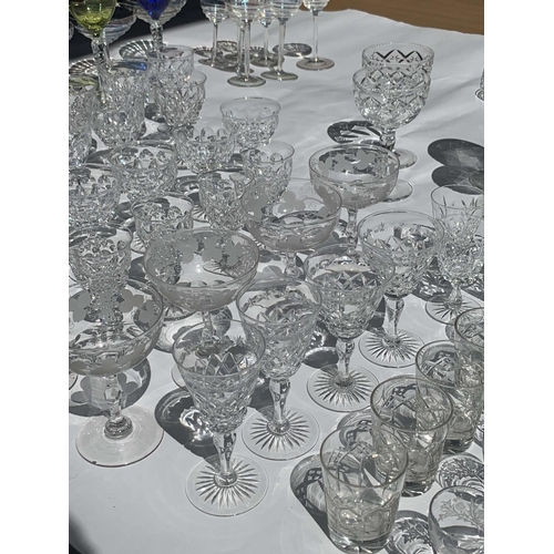 2 - A LARGE COLLECTION OF 20TH CENTURY DRINKING GLASSES including a set of ten baccarat style vine flute... 