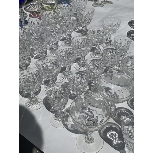 2 - A LARGE COLLECTION OF 20TH CENTURY DRINKING GLASSES including a set of ten baccarat style vine flute... 