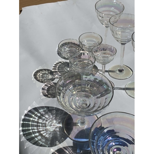 2 - A LARGE COLLECTION OF 20TH CENTURY DRINKING GLASSES including a set of ten baccarat style vine flute... 