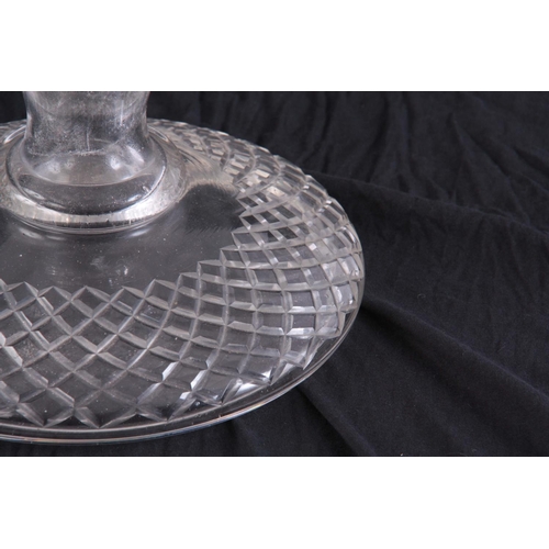 21 - A VERY LARGE VICTORIAN CAMPANIA SHAPED CUT GLASS CENTREPIECE/VASE 52cm high by 32cm wide.