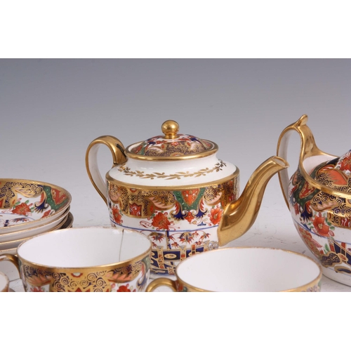 50 - AN EARLY 19TH CENTURY SPODE TYPE PORCELAIN PART TEA SERVICE comprising teapot, oval two handled lidd... 