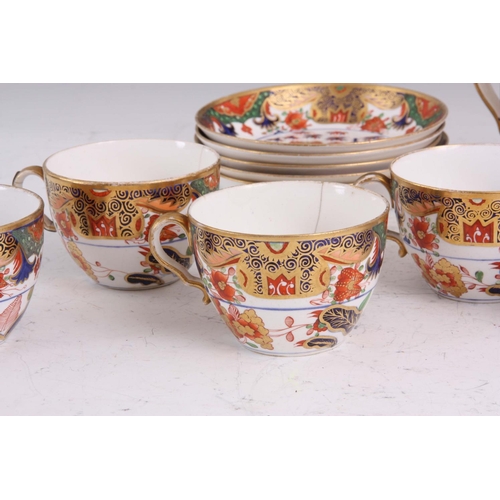 50 - AN EARLY 19TH CENTURY SPODE TYPE PORCELAIN PART TEA SERVICE comprising teapot, oval two handled lidd... 