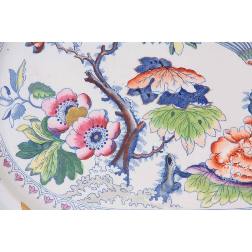 60 - AN EARLY/MID 19TH CENTURY DAVENPORT STONE CHINA SERVING DISH / PLATE with colourfully decorated orie... 