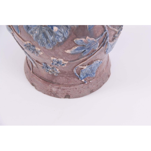 68 - A RARE 19TH CENTURY EDWARD BINGHAM FOR CASTLE HEADINGHAM POTTERY decorated with four moulded and app... 