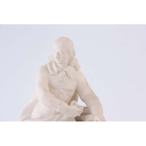 87 - A PAIR OF BISQUE PORCELAIN PARIANWARE STATUES OF W. SHAKESPEARE AND J. MILTON 25cm high.