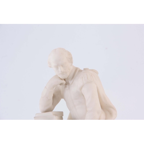 87 - A PAIR OF BISQUE PORCELAIN PARIANWARE STATUES OF W. SHAKESPEARE AND J. MILTON 25cm high.