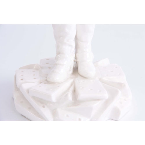 88 - 20TH CENTURY WHITE PORCELAIN FIGURE OF LORD NELSON standing on a base moulded as dominos - 37cm high... 