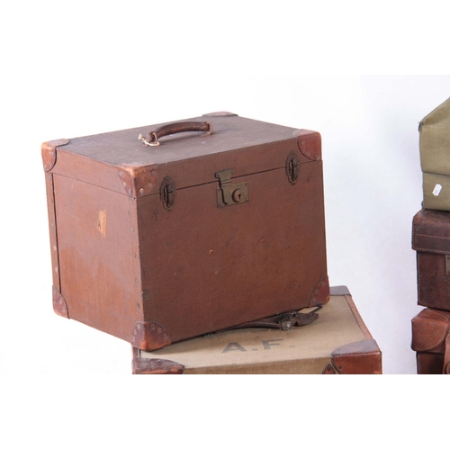 1129 - A SELECTION OF VINTAGE LEATHER AND CANVAS LUGGAGE