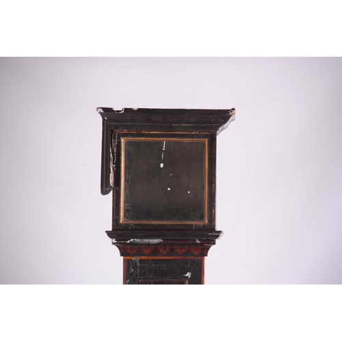 939 - AN EARLY 18th CENTURY SLIM LACQUERED LONGCASE CLOCK CASE for a  10