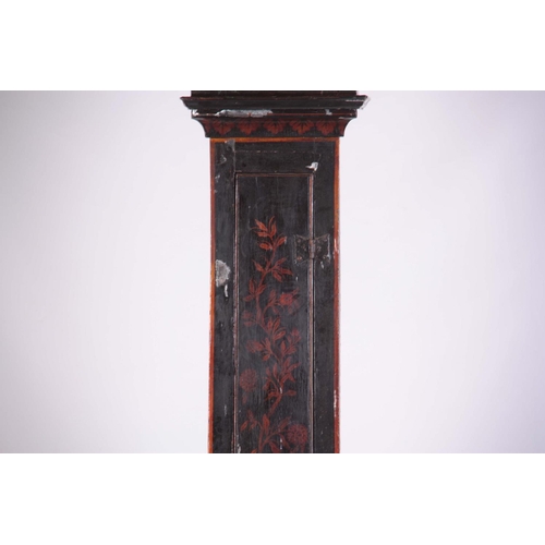 939 - AN EARLY 18th CENTURY SLIM LACQUERED LONGCASE CLOCK CASE for a  10