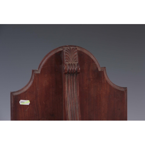 941 - TWO LATE 19th CENTURY MAHOGANY CLOCK WALL BRACKETS 31.5cm wide, and 33cm wide