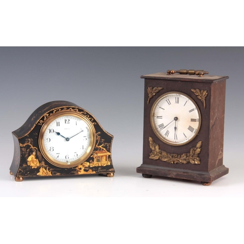 942 - TWO EARLY 20th CENTURY MANTEL CLOCKS both with French movements 18.5cm high and 13cm high (2)