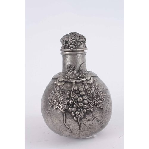 179 - PEWTER CHINESE BOTTLE WITH STOPPER 17cm high.