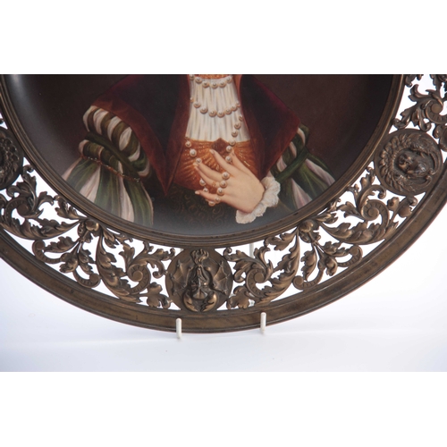 104 - A 19THCENTURY CONTINENTAL PORCELAIN PORTRAIT PLAQUE WITH BRONZED  METAL MOUNT finely painted with a ... 