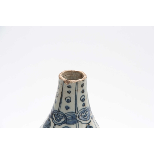 149 - A CHINESE BLUE AND WHITE MING VASE decorated with horses and floral sprays 25cm high (A.F.).