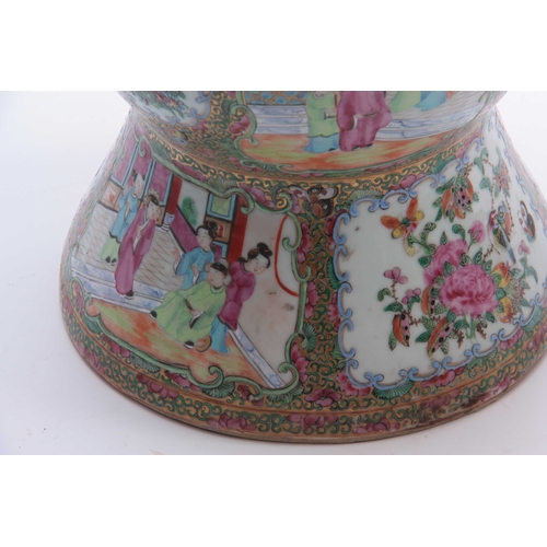 183 - A 19TH CENTURY CHINESE CANTON BULBOUS VASE decorated with panelled garden scenes and floral decorati... 