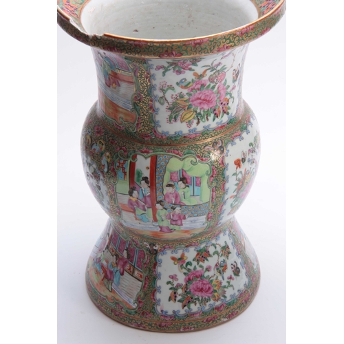 183 - A 19TH CENTURY CHINESE CANTON BULBOUS VASE decorated with panelled garden scenes and floral decorati... 