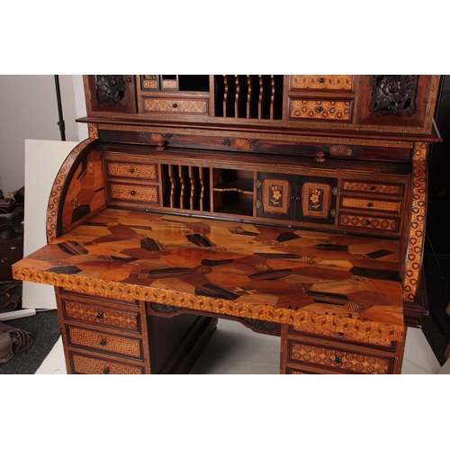 234 - AN IMPRESSIVE MEIJI PERIOD JAPANESE INLAID ROLLTOP DESK finely inlaid with various exotic woods and ... 