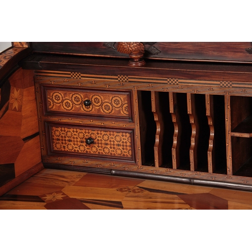 234 - AN IMPRESSIVE MEIJI PERIOD JAPANESE INLAID ROLLTOP DESK finely inlaid with various exotic woods and ... 