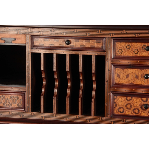 234 - AN IMPRESSIVE MEIJI PERIOD JAPANESE INLAID ROLLTOP DESK finely inlaid with various exotic woods and ... 