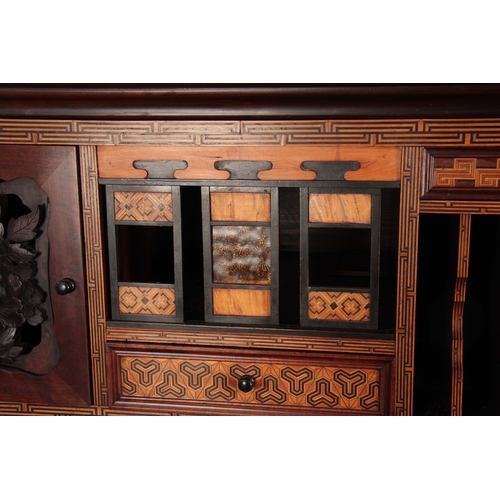 234 - AN IMPRESSIVE MEIJI PERIOD JAPANESE INLAID ROLLTOP DESK finely inlaid with various exotic woods and ... 