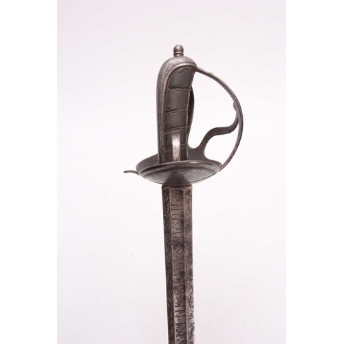 269 - AN 18TH CENTURY RAPIER SWORD having a diamond section double-edged blade, shaped hilt with thumb gri... 