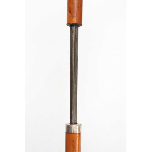 297 - A LATE 19TH CENTURY ANGLO INDIAN GENTLEMANS MALACCA SWORD STICK  with large tapering silver pommel h... 