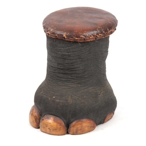 304 - AN EARLY 20th CENTURY TAXIDERMY STOOL formed from an elephants foot 41cm high