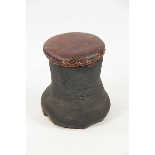 304 - AN EARLY 20th CENTURY TAXIDERMY STOOL formed from an elephants foot 41cm high