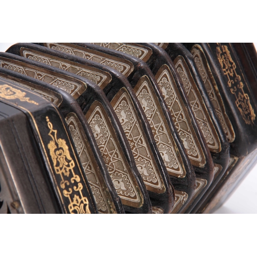 319 - A LATE 19th CENTURY CONCERTINA BY CHARLES JEFFRIES having pierced nickel ends with 37 nickel buttons... 