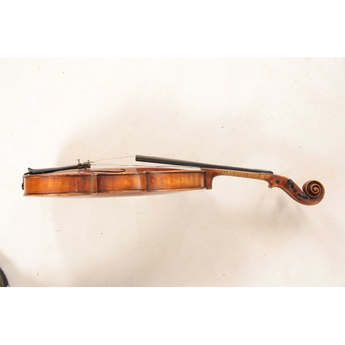 323 - AN ENGLISH FULLSIZE VIOLIN BY E. W. SAUNDERS dated London 1938 length of back 355mm AND ANOTHER FULL... 