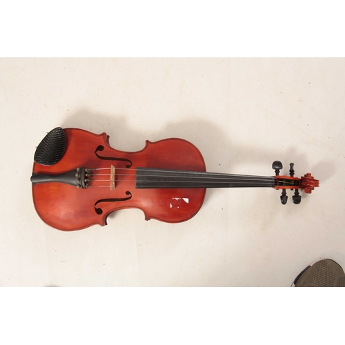 324 - A CASED VIOLA length of back 378mm - sold with a bow.