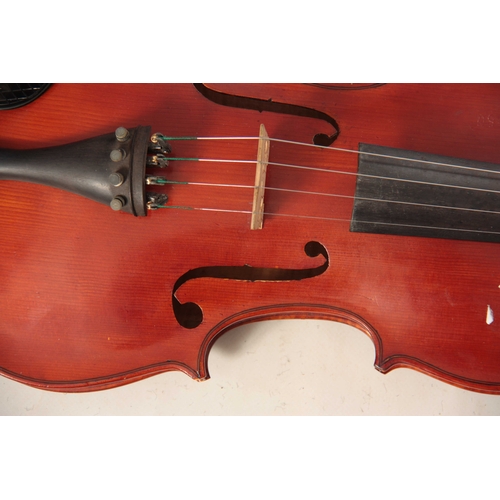 324 - A CASED VIOLA length of back 378mm - sold with a bow.