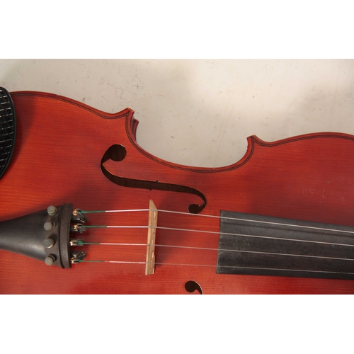 324 - A CASED VIOLA length of back 378mm - sold with a bow.