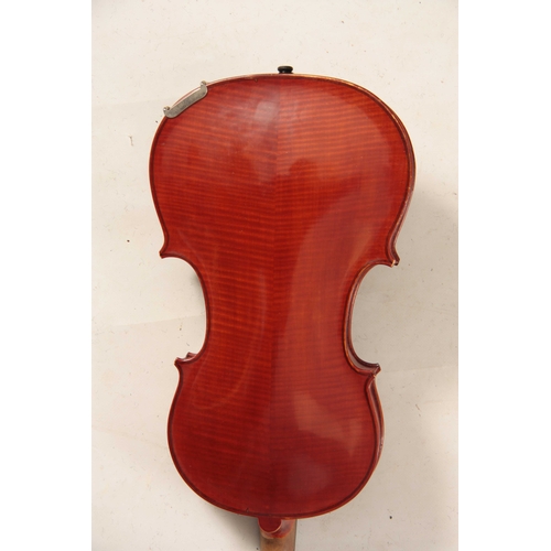 324 - A CASED VIOLA length of back 378mm - sold with a bow.