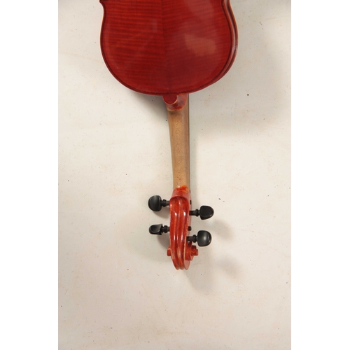 324 - A CASED VIOLA length of back 378mm - sold with a bow.