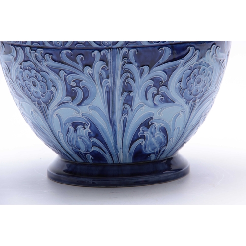 36 - AN IMPRESSIVE JAS. MACINTYRE FLORIAN WARE WILLIAM MOORCROFT LARGE TWO-HANDLED JARDINIERE of footed t... 