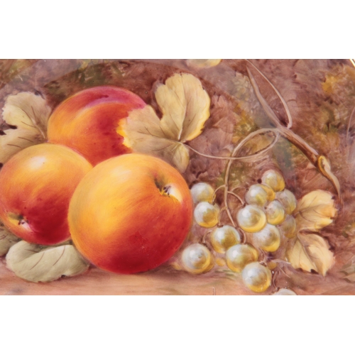 88 - A MID 20TH CENTURY ROYAL WORCESTER FRUIT CABINET PLATE decorated with ripe peaches and gooseberries ... 