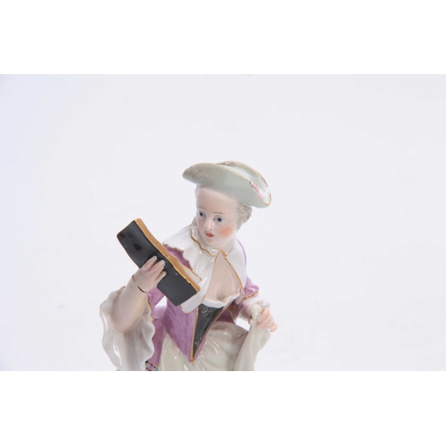 93 - A 19TH CENTURY MEISSEN STATUE OF A YOUNG LADY reading a book decorated in brightly painted dress - s... 