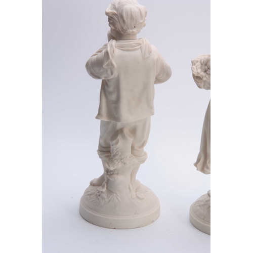 98 - A 19TH CENTURY COPELAND PARIANWARE FIGURE AFTER R J MORRIS modelled as a standing harvest girl; on c... 