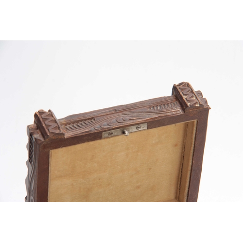 368 - A SWISS CARVED BLACK FOREST JEWELLERY BOX titled GRINDELWALD with lined double hinged back drawers 1... 