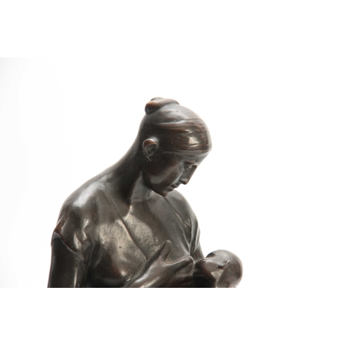 425 - CONSTANTIN EMILE MEUNIER (1831 - 1905.) A LATE 19th CENTURY PATINATED BRONZE SCULPTURE modelled as a... 