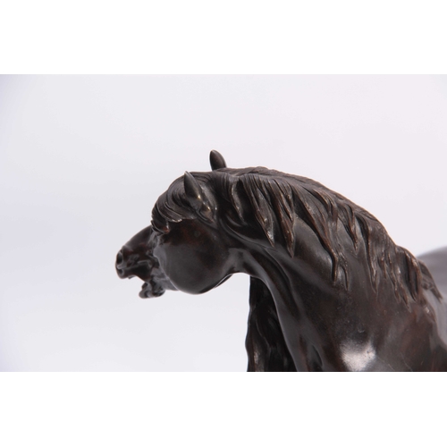 433 - P. J. MENE   A 19TH CENTURY BRONZE EQUESTRIAN SCULPTURE realistically modelled on a naturalistic bas... 