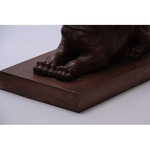 436 - A PAIR OF BRONZED SPHINX ON PLINTH BASES, 39.5cm long, 21cm wide.