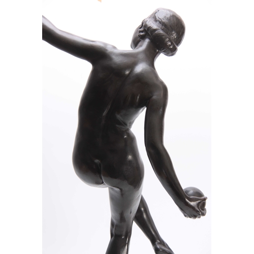 461 - AFTER LUCIEN CHARLES EDOUARD ALLIOT. A 20TH CENTURY ART DECO STYLE BRONZE SCULPTURE OF LARGE SIZE de... 